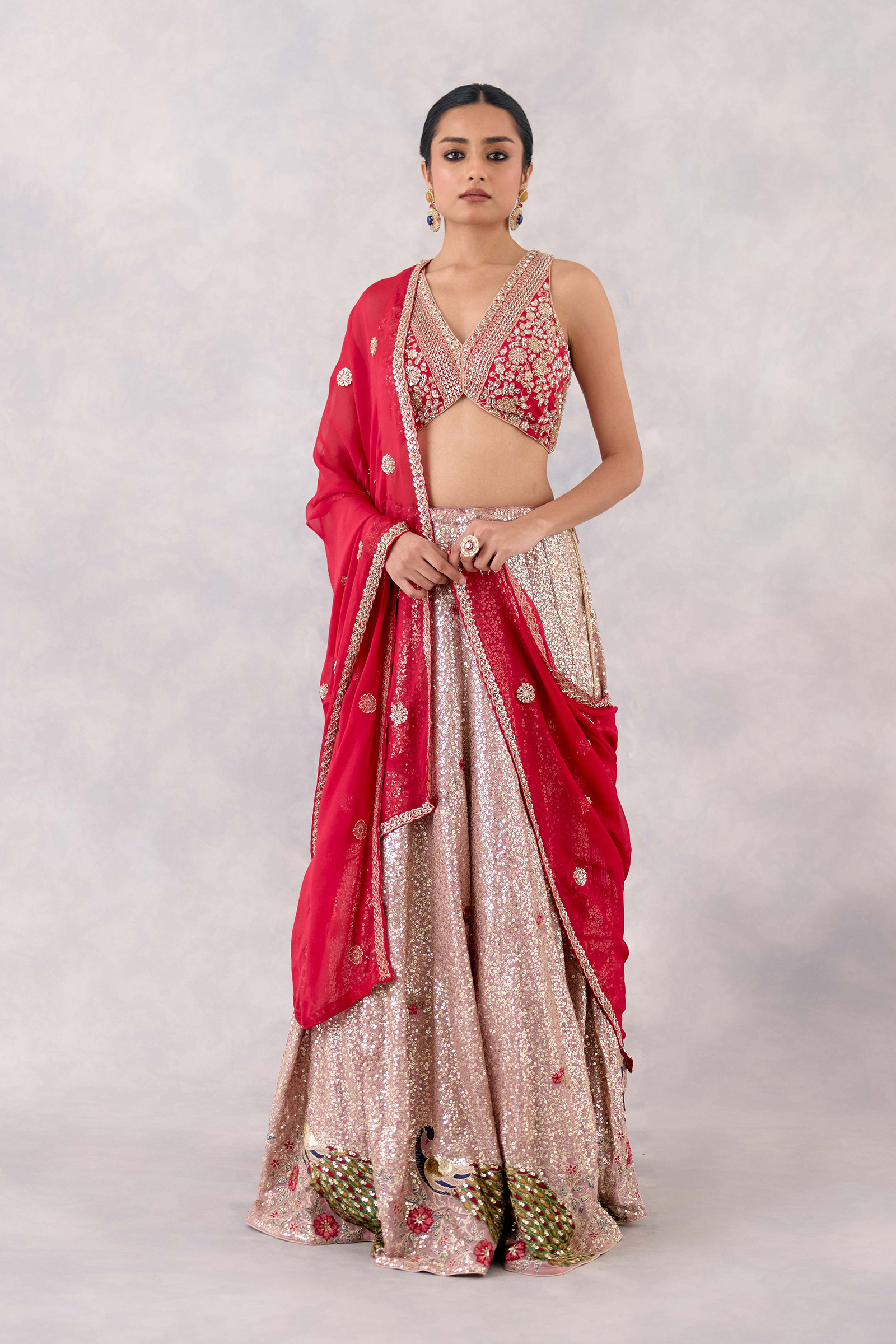 Hot pink Georgette Lehenga Set