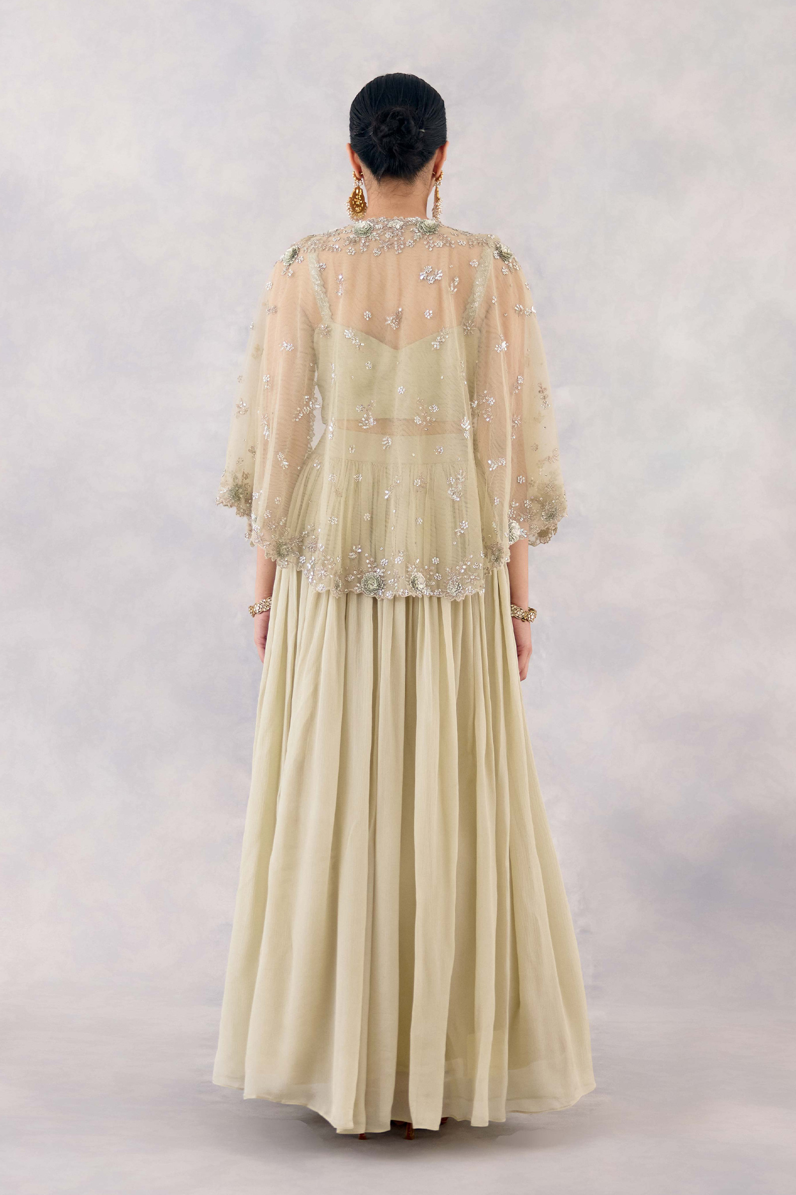Mint Green Crepe Lehenga Set