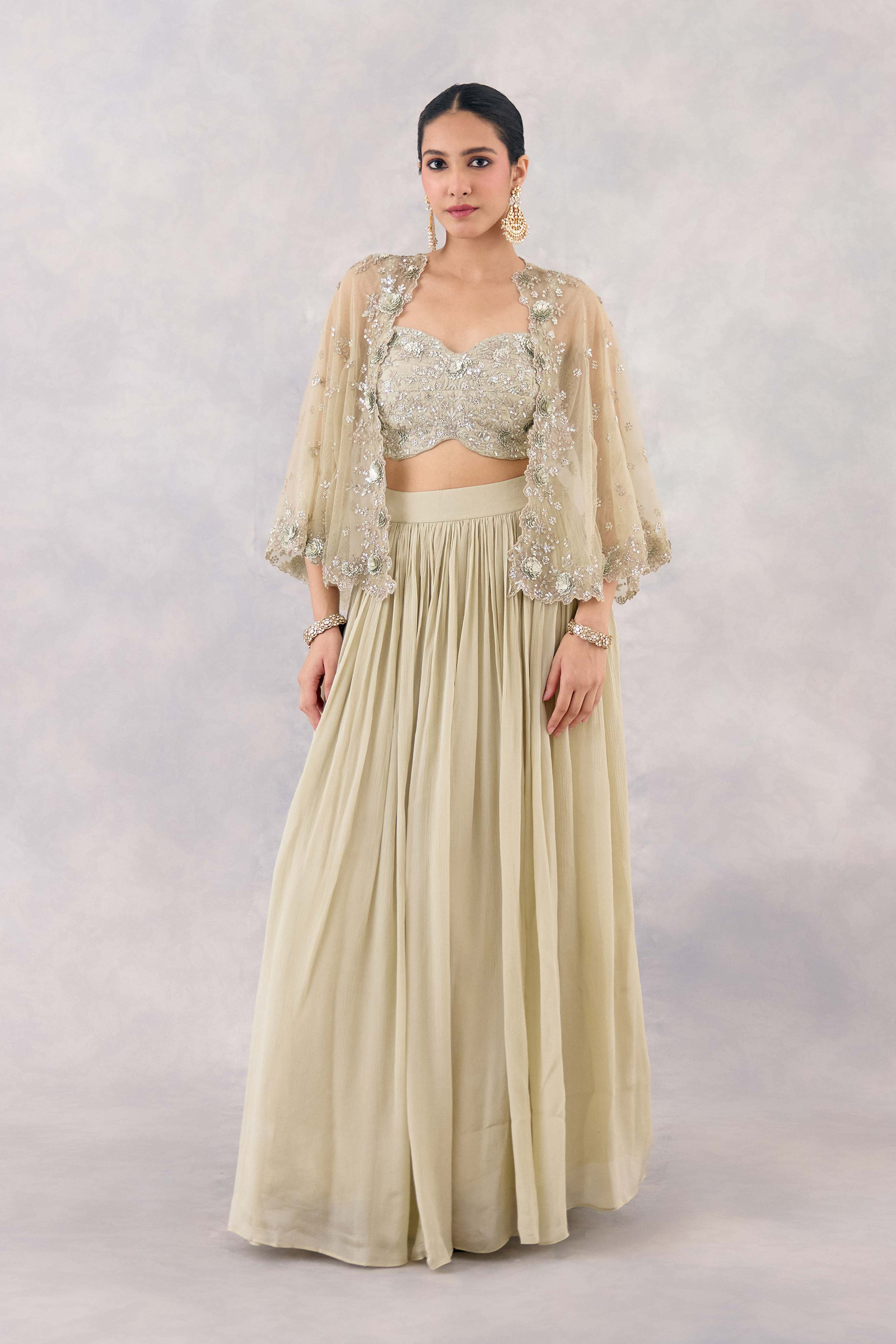 Mint Green Crepe Lehenga Set