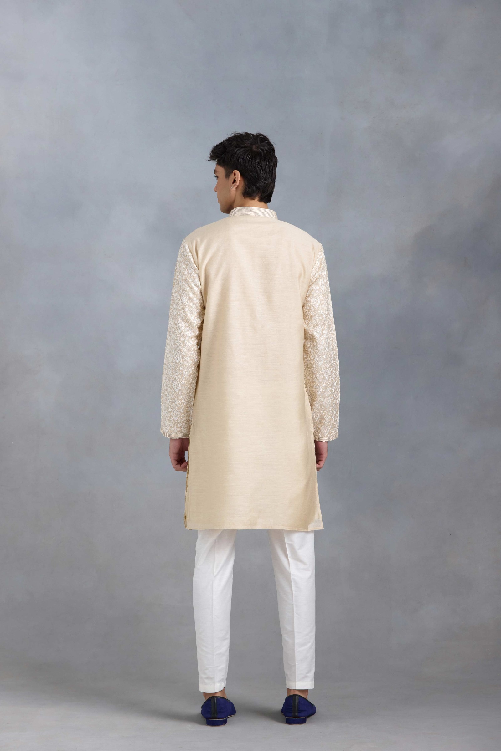 Beige Threadwork Kurta Set
