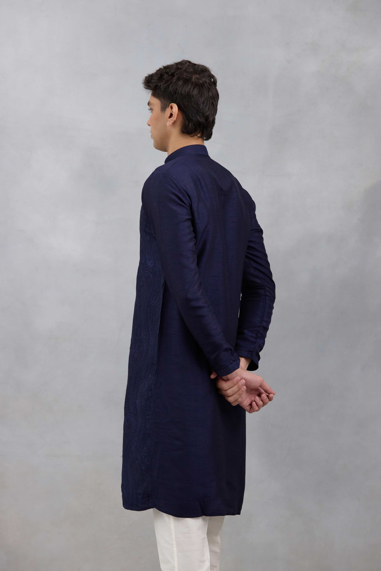 Navy Threadwork Kurta Set