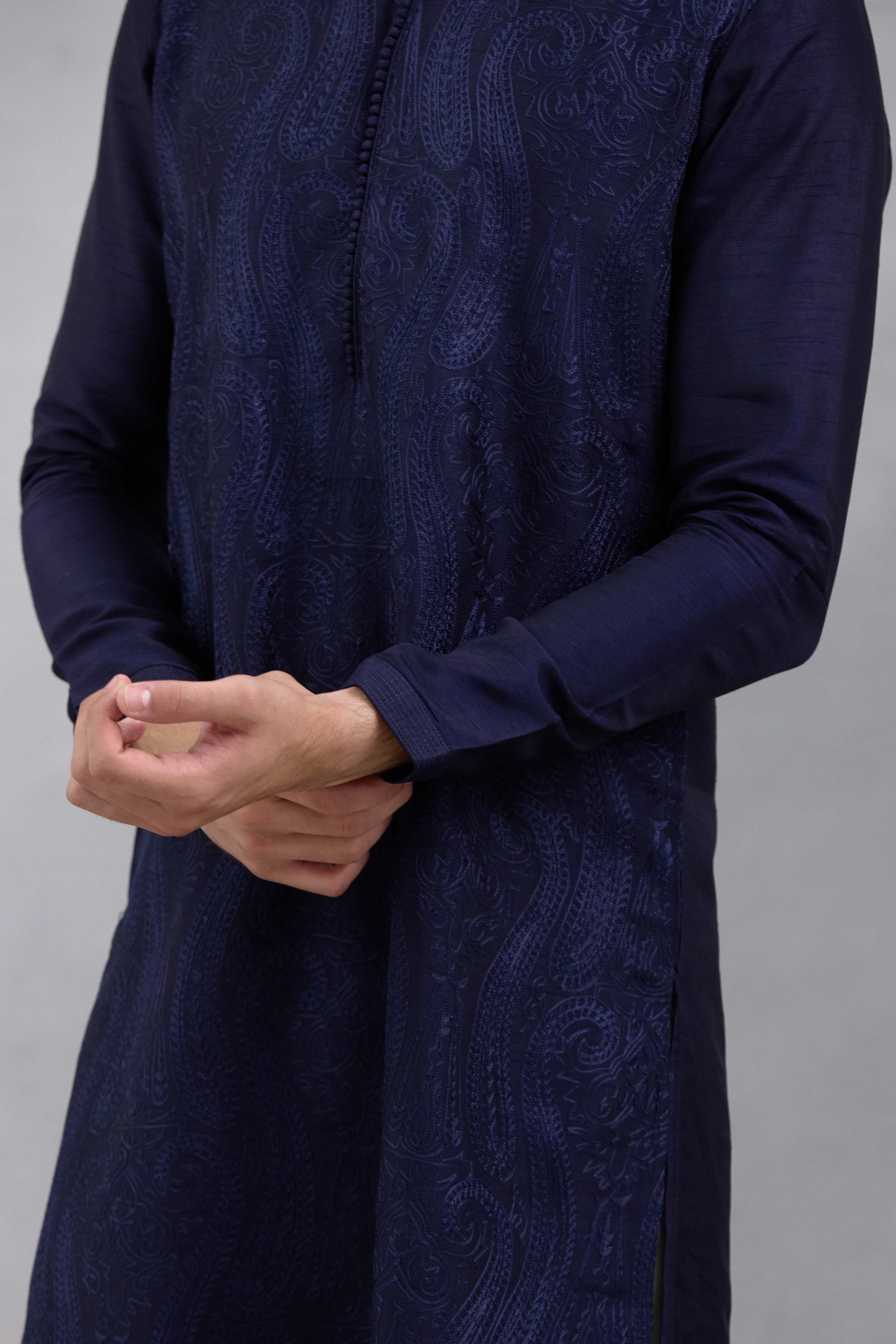 Navy Threadwork Kurta Set