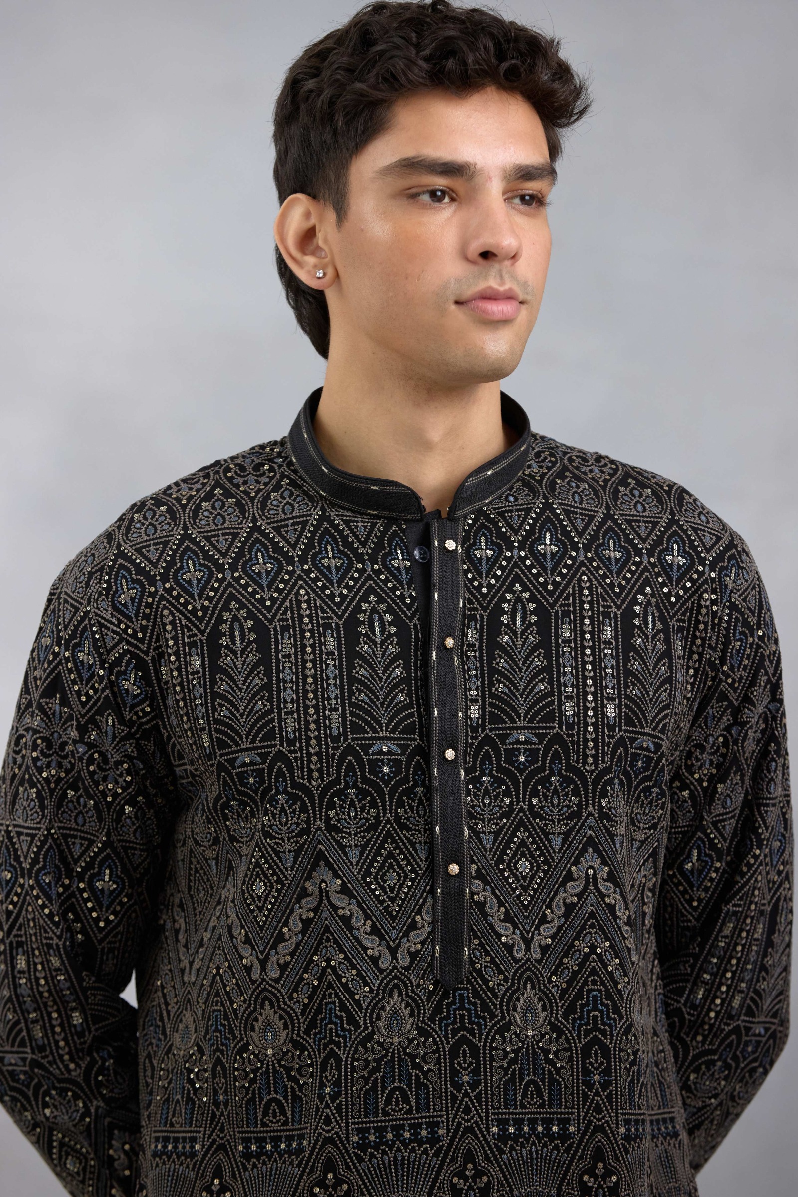 Black Festive Kurta Set