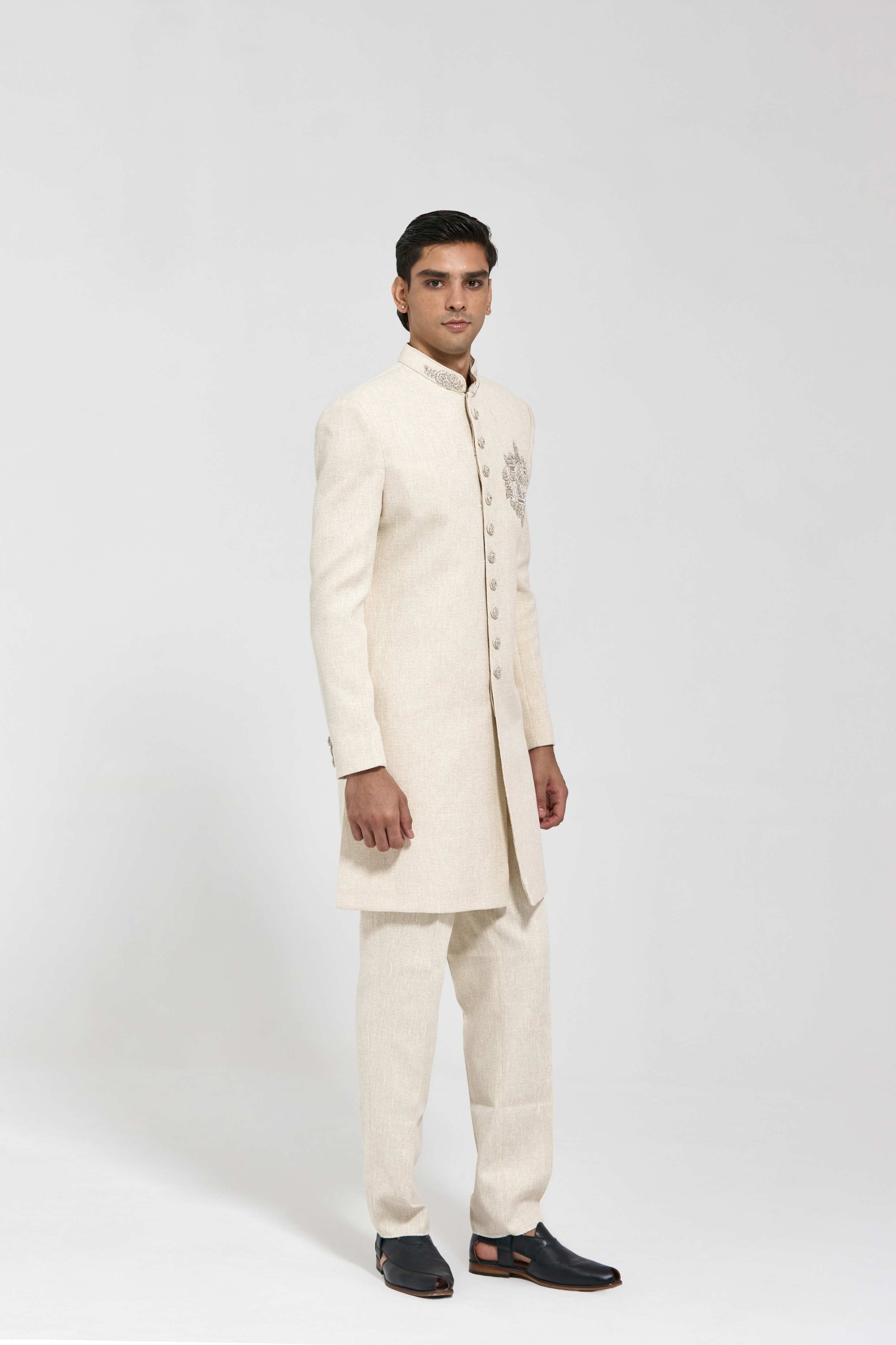 Beige Indo-western Jacket Set