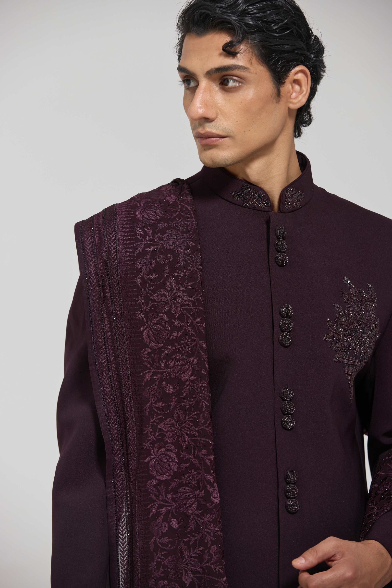 Wine Signature Sherwani Set