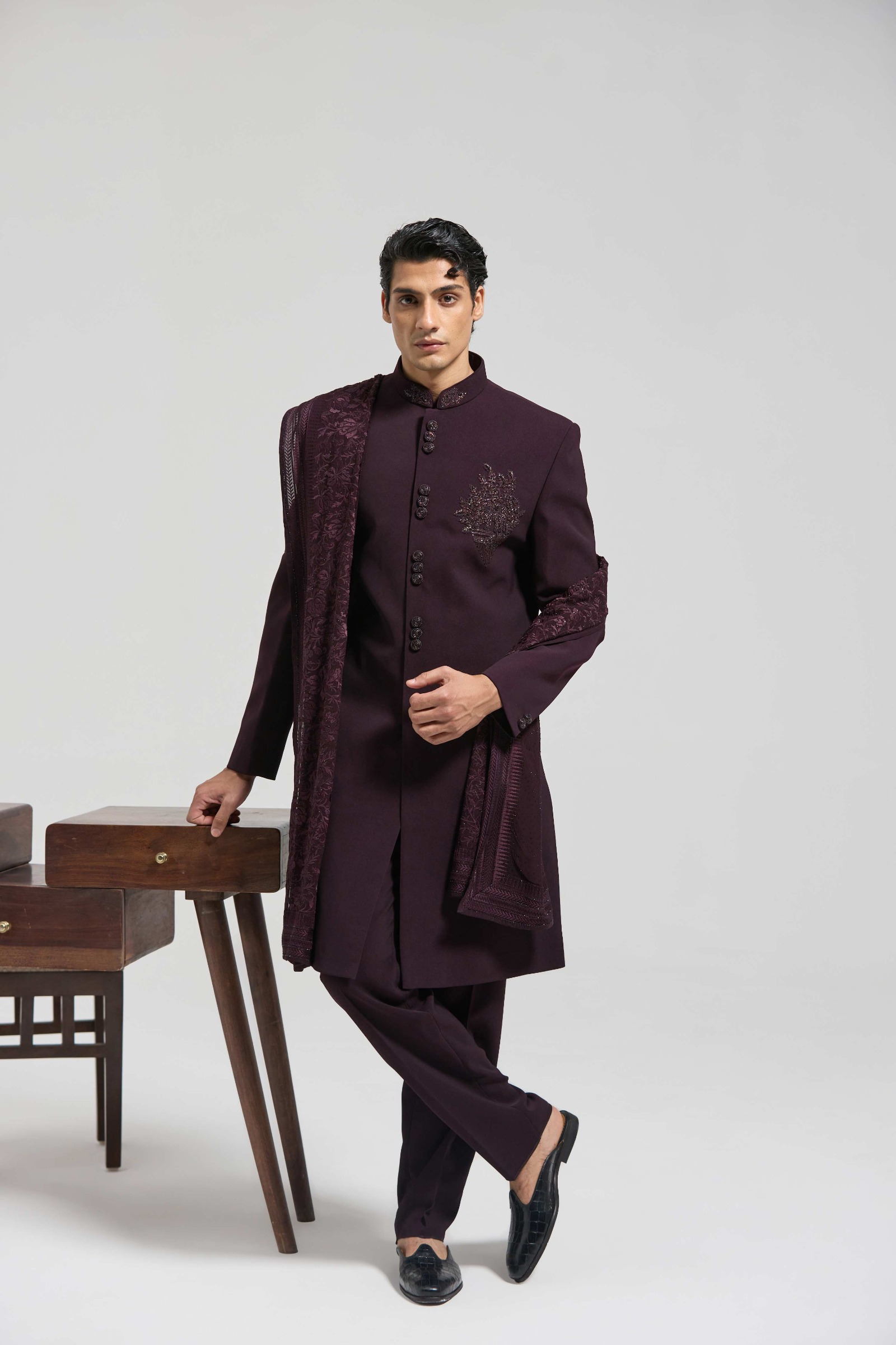 Wine Signature Sherwani Set