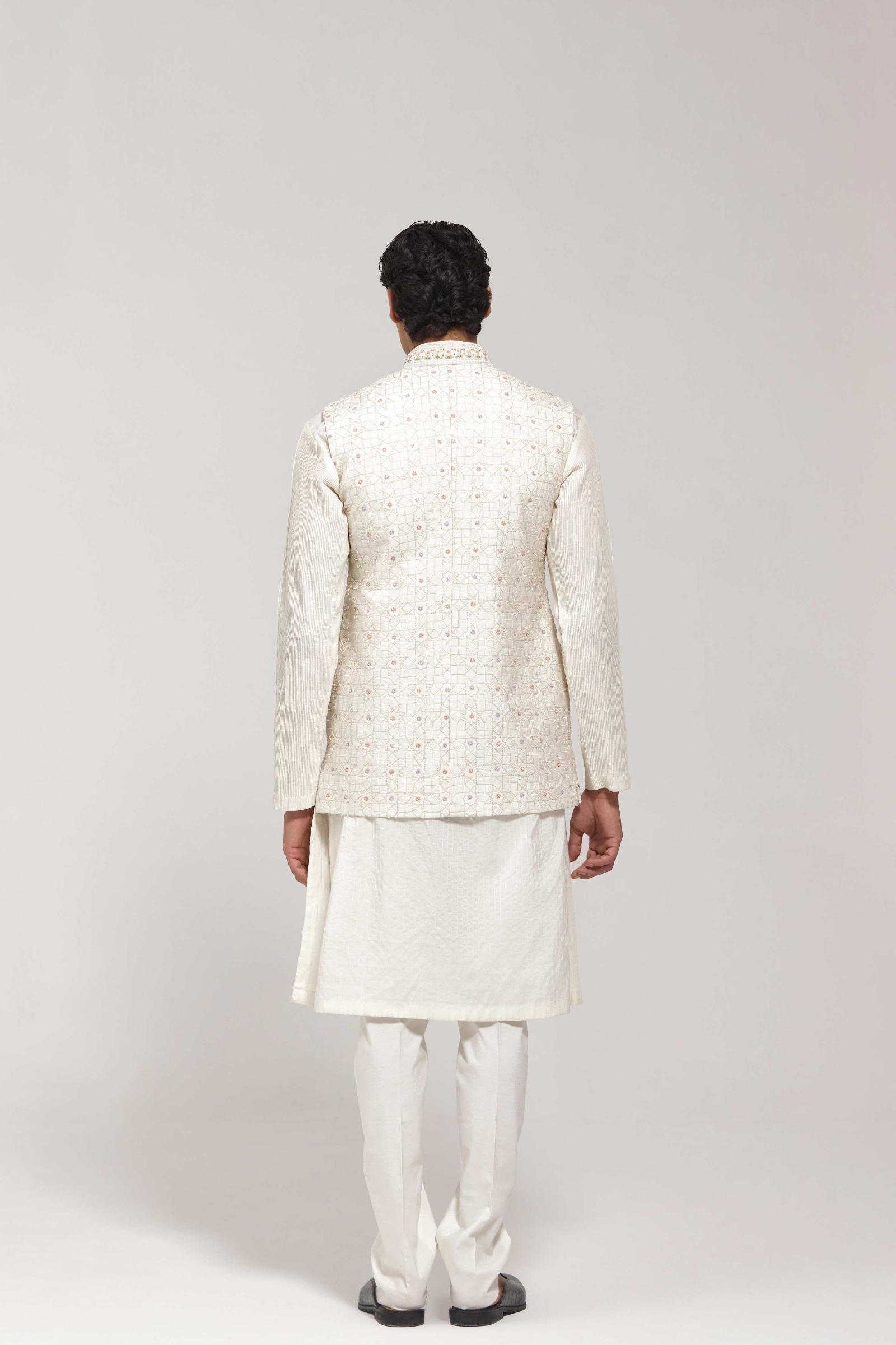 Floral Embroidered Half Jacket Set