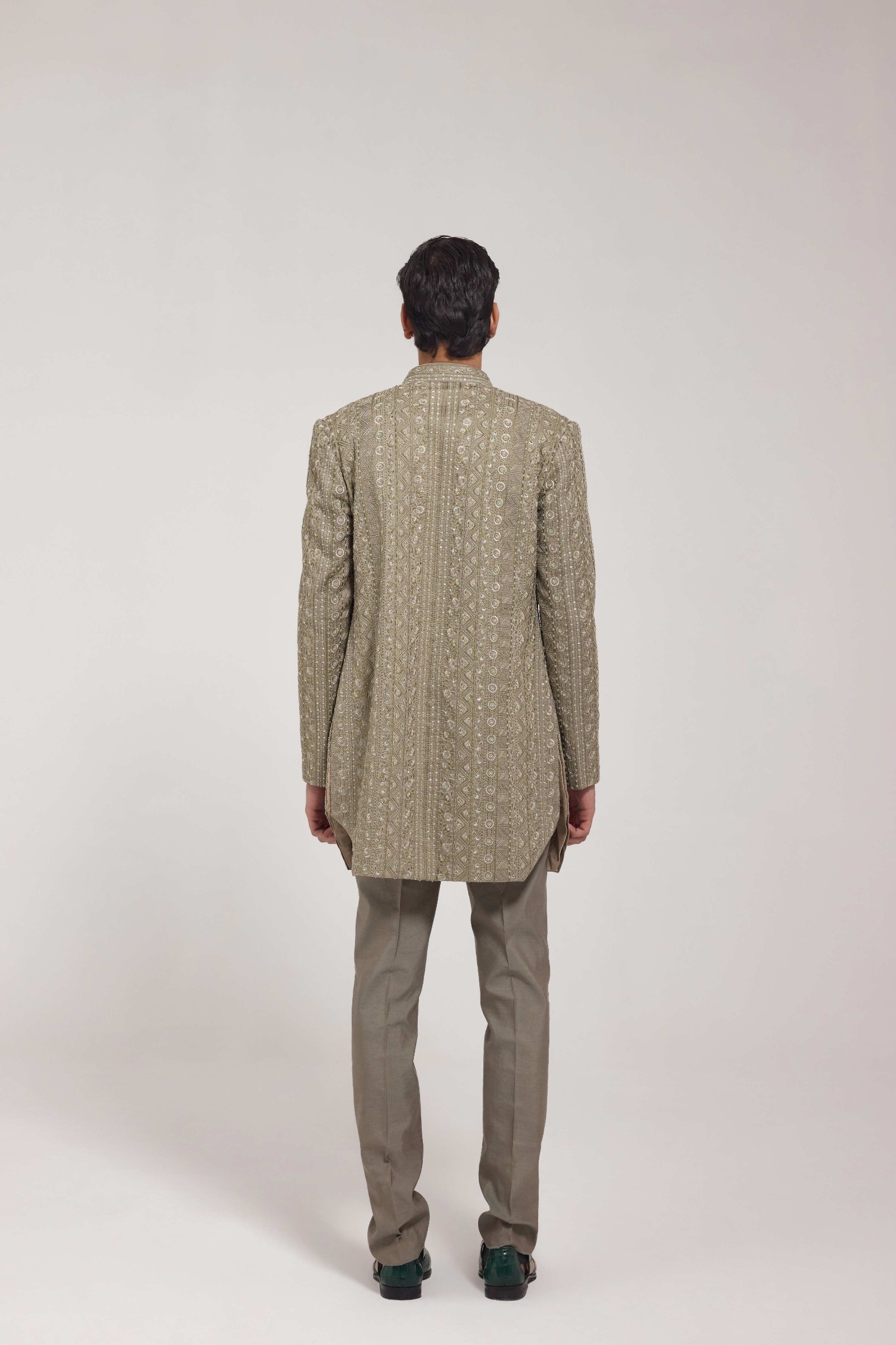 Olive Front Open Jacket Set