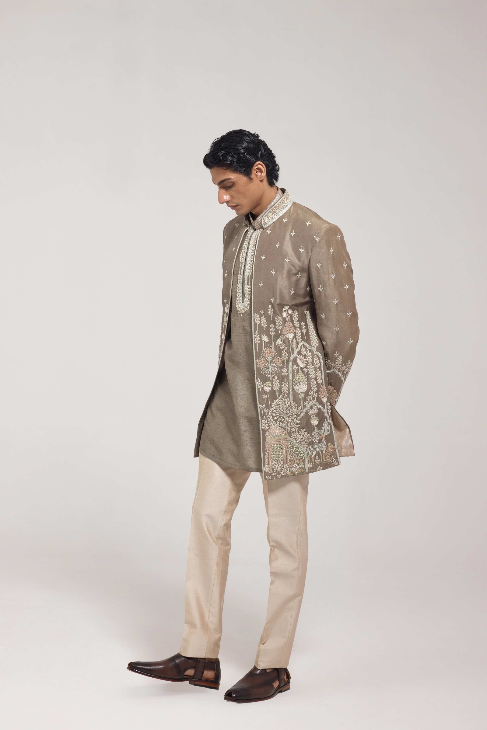 Olive Front-Open Jacket Set