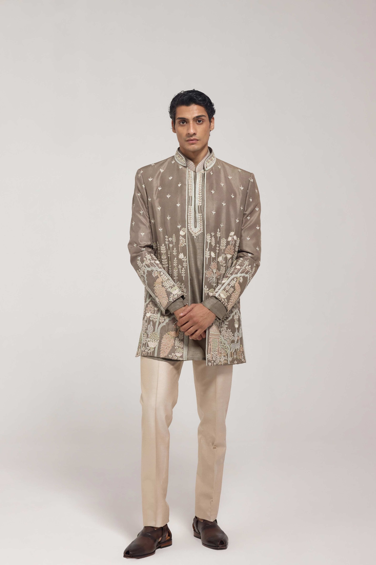 Olive Front-Open Jacket Set