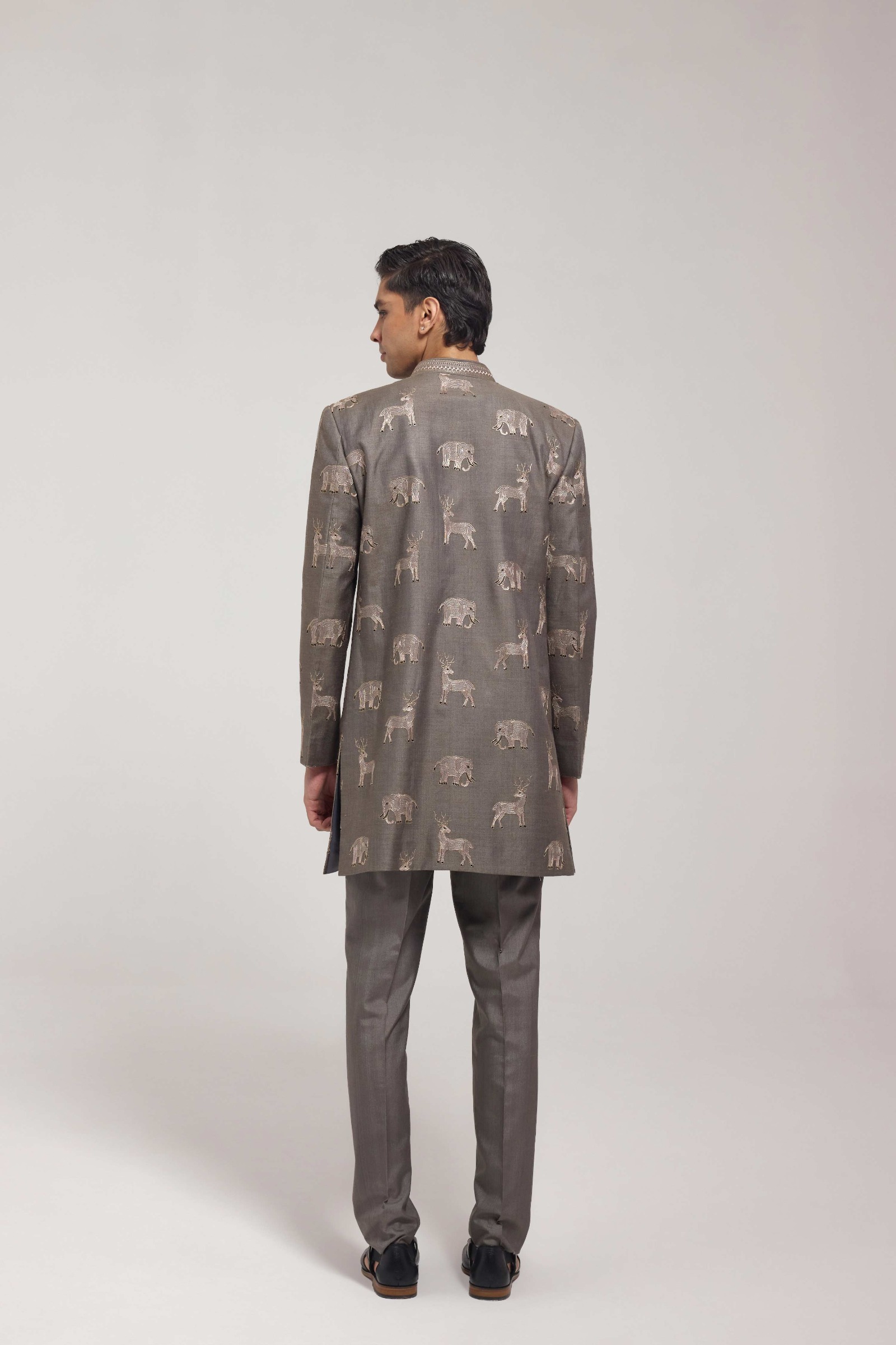 Grey Safari Indo Western Jacket Set