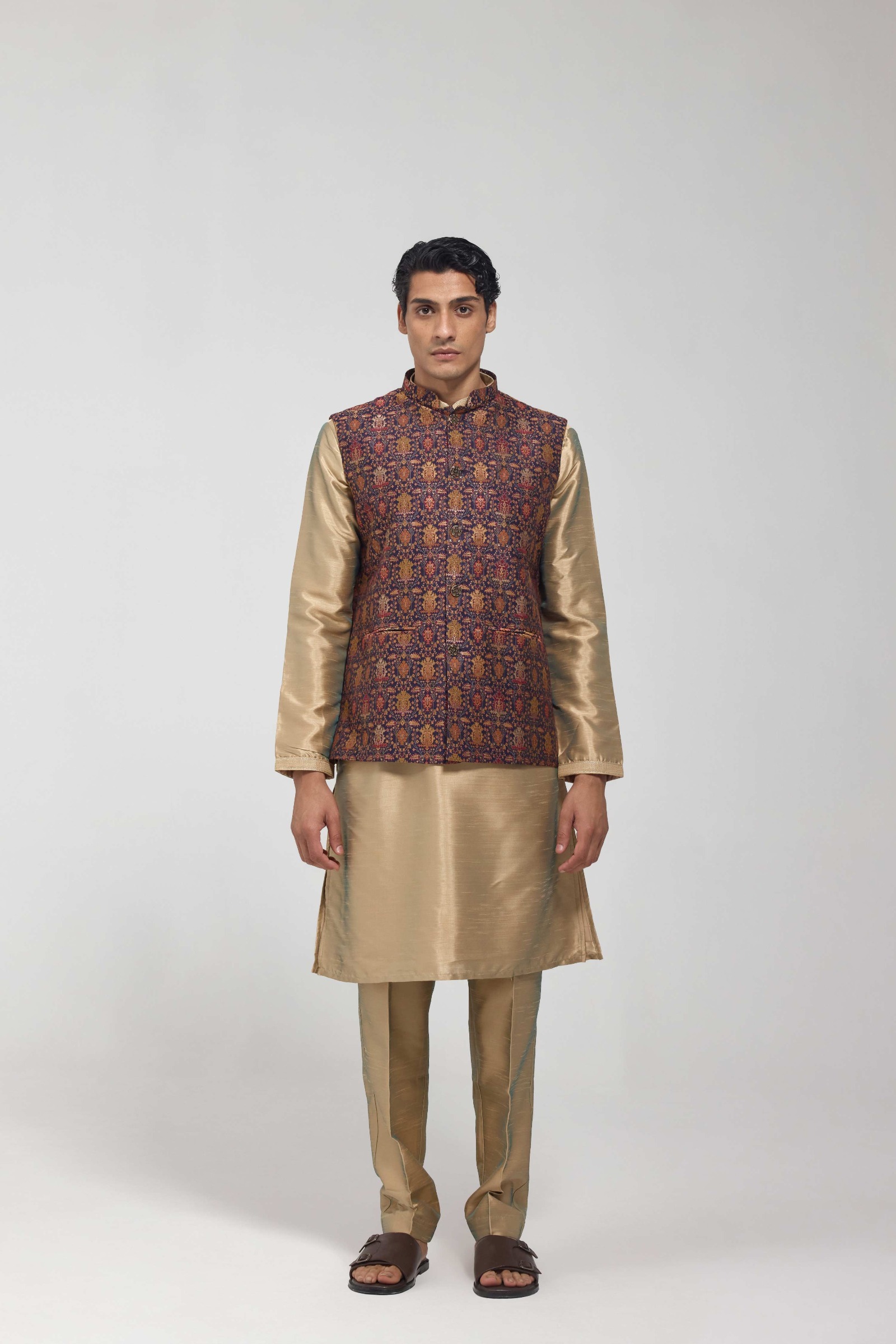 Multicolour Embroidered Half Jacket Set