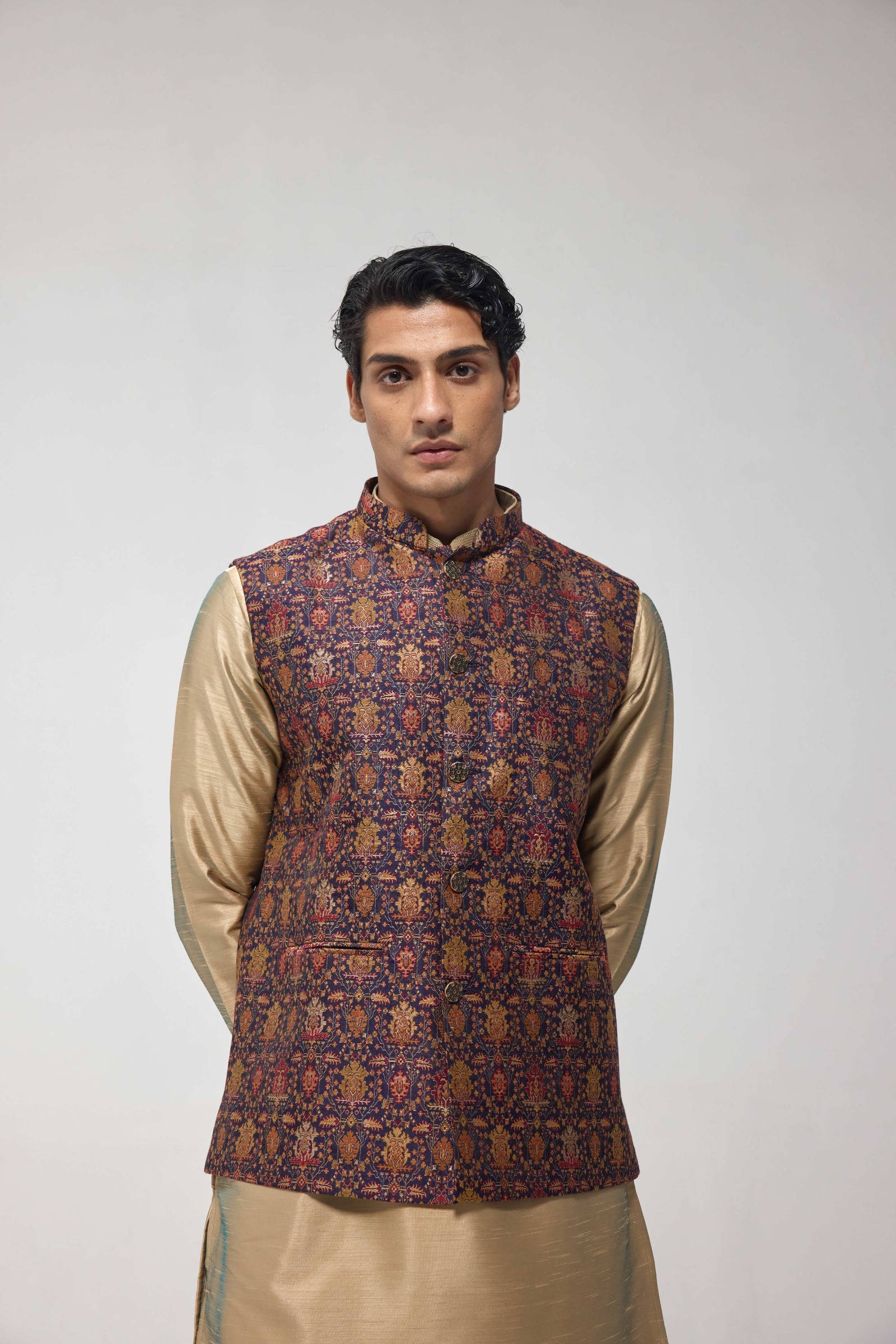Multicolour Embroidered Half Jacket Set