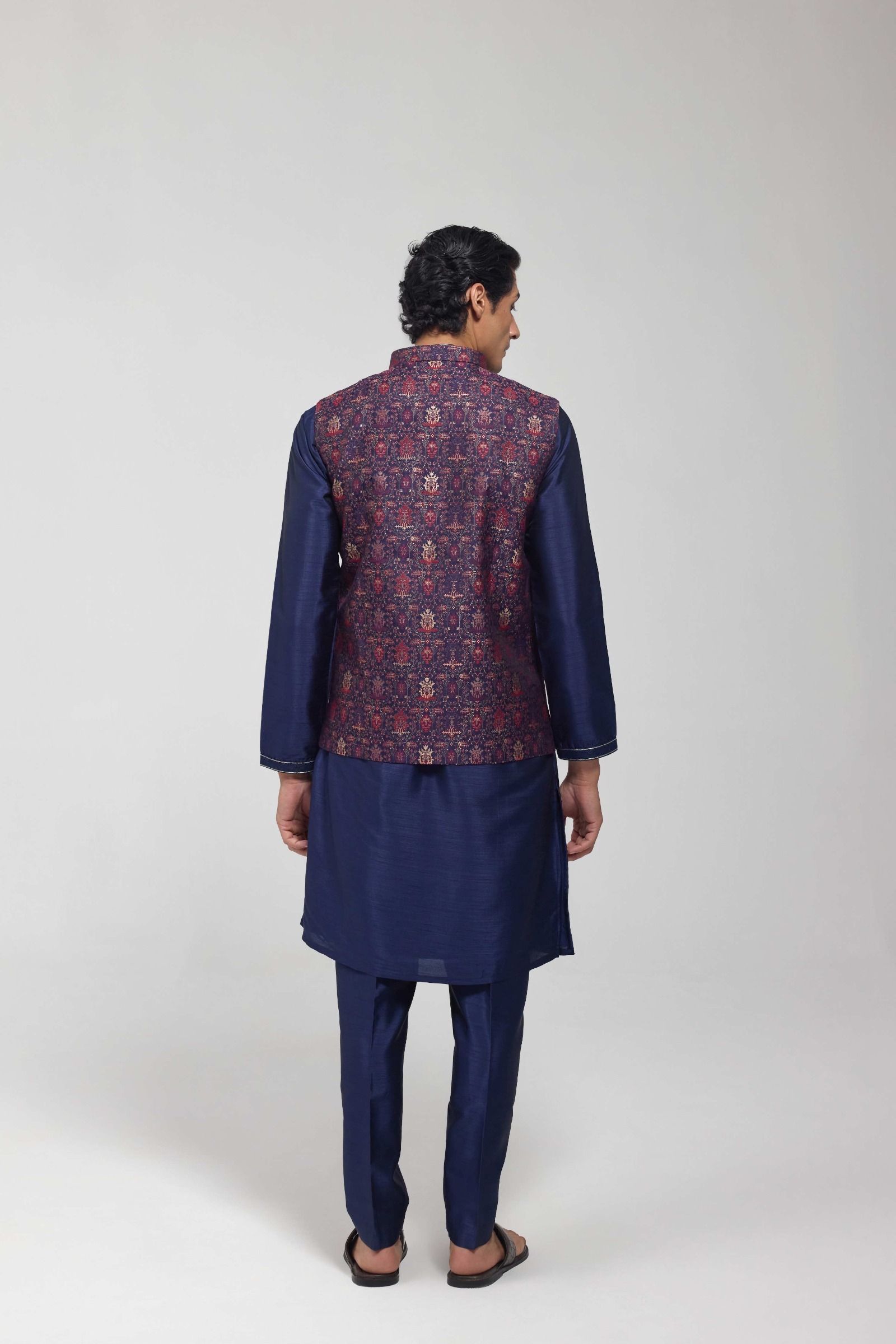 Printed Multicolour Embroidered Jacket Set