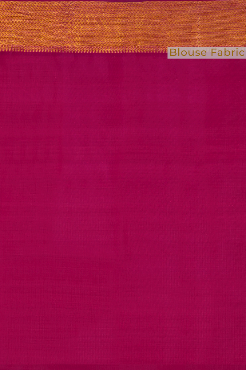 Peach and Magenta Kanjivaram Silk Saree