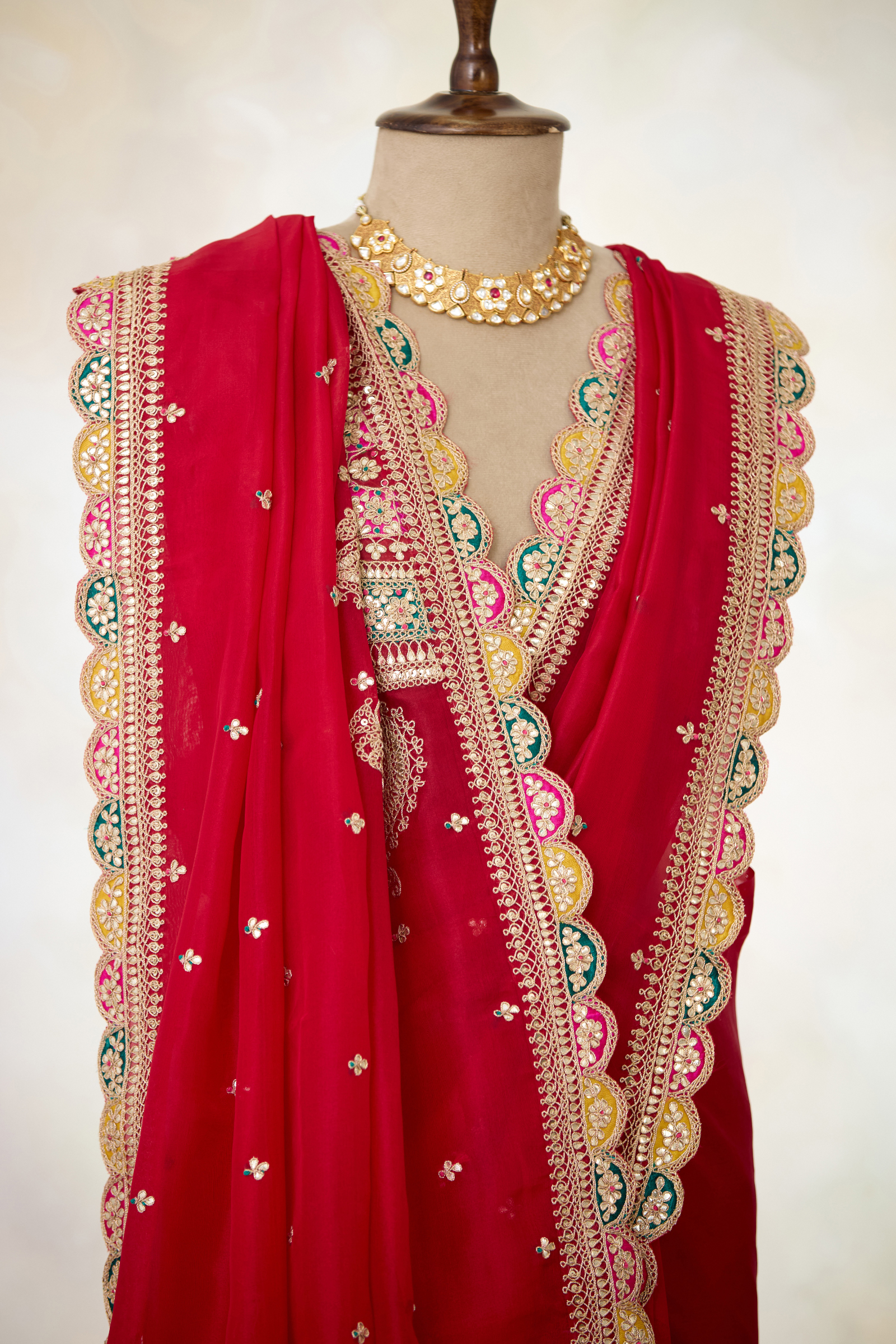 Ruby Red Organza Saree
