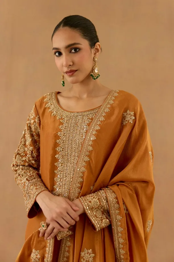 Ochre Silk Sharara set