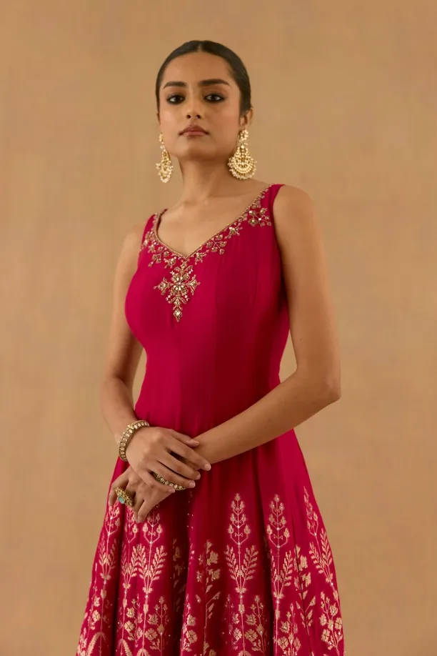 Fuschia Pink Gerogette Sharara set