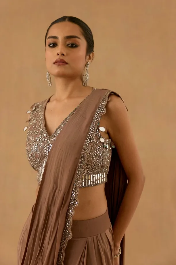 Mocha Brown Drape Saree