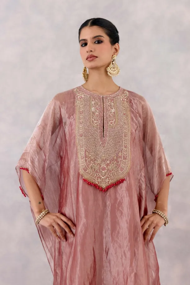 Petal Pink Chanderi Silk Kaftan set