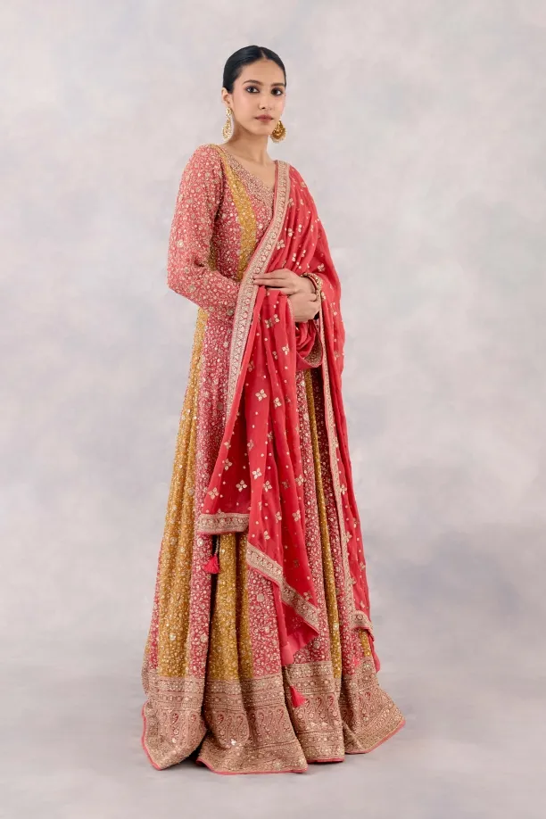 Coral Pink Georgette Anarkali set