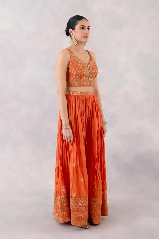 Orange Silk Sharara Set