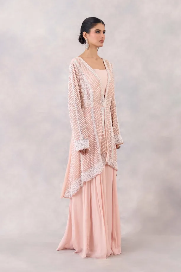 Blush Pink Crepe Sharara set