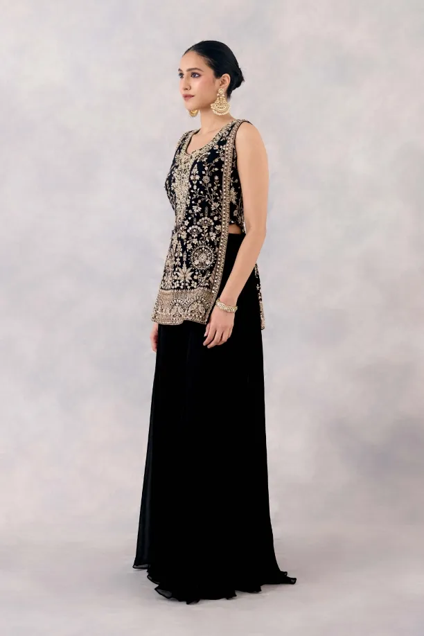 Black Georgette Sharara Set