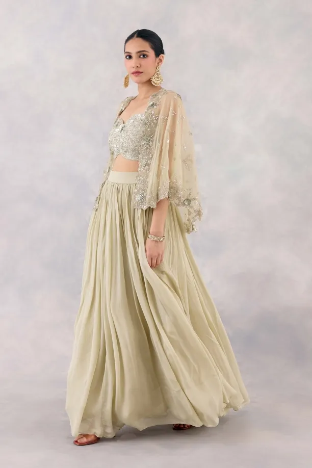 Mint Green Crepe Lehenga Set