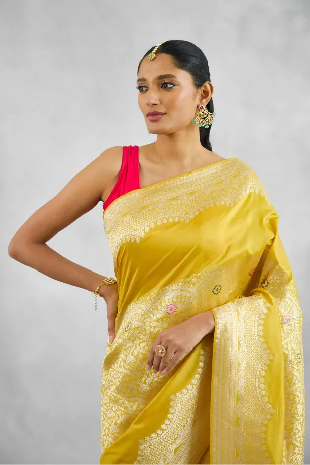 Sunrise Yellow Katan Silk Saree