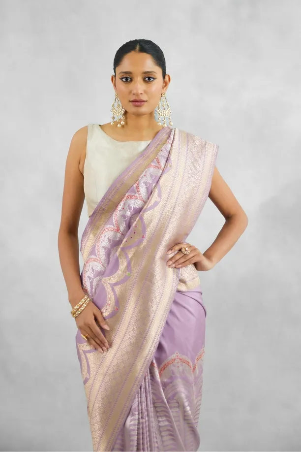 Lavender Katan Silk Saree