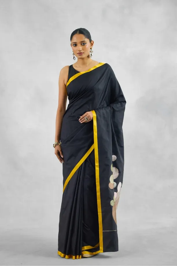 Slate Black Banarasi Silk Saree