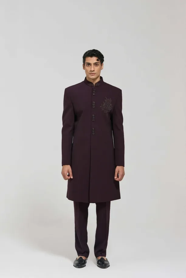 Wine Signature Sherwani Set
