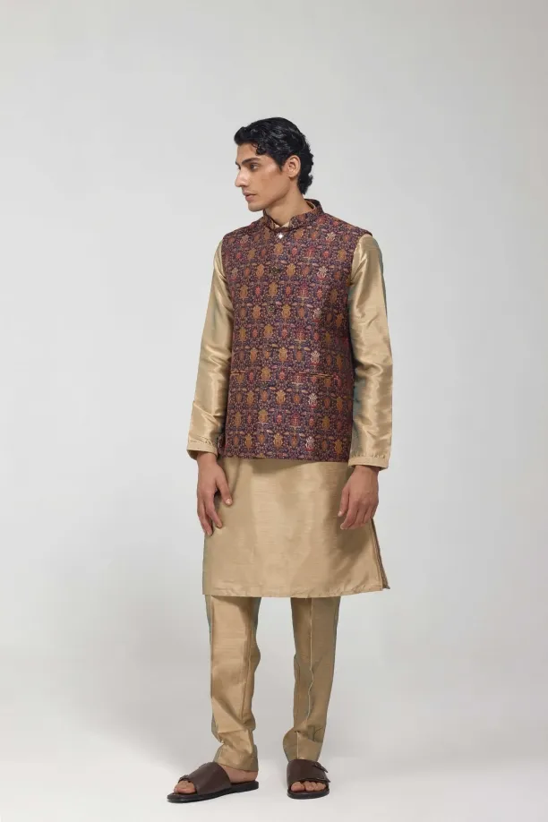 Multicolour Embroidered Half Jacket Set