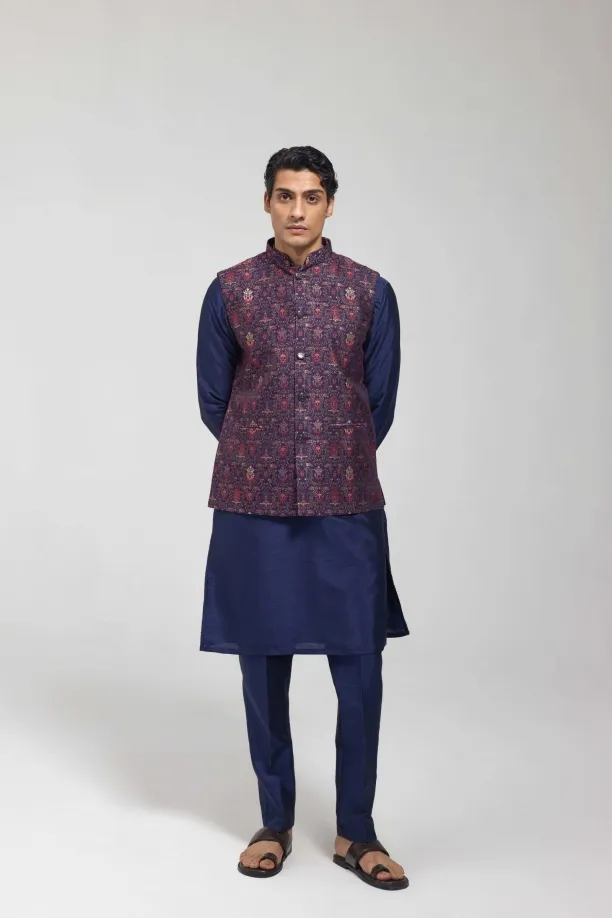 Printed Multicolour Embroidered Jacket Set