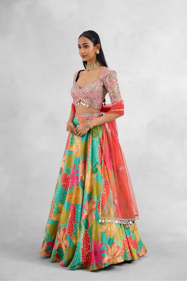 Multihue Tropical Lehenga Set 