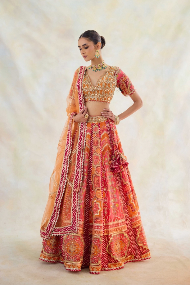 Mahogany Orange Lehenga Set
