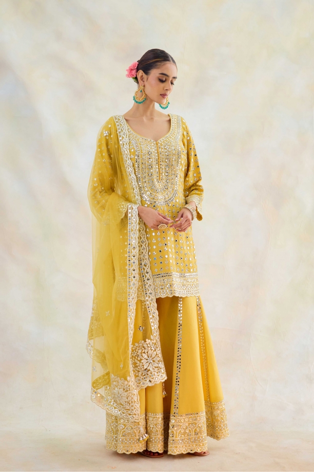 Mustard Yellow Sharara Suit Set 