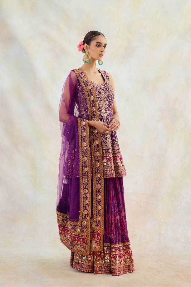 Tyrian Purple Sharara Set 