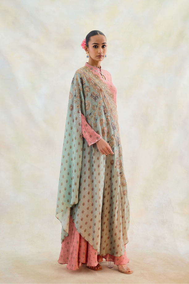Old Rose Ombre Floor Length Kurti 
