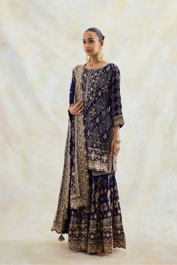 Mystic Navy Blue Garara Set 