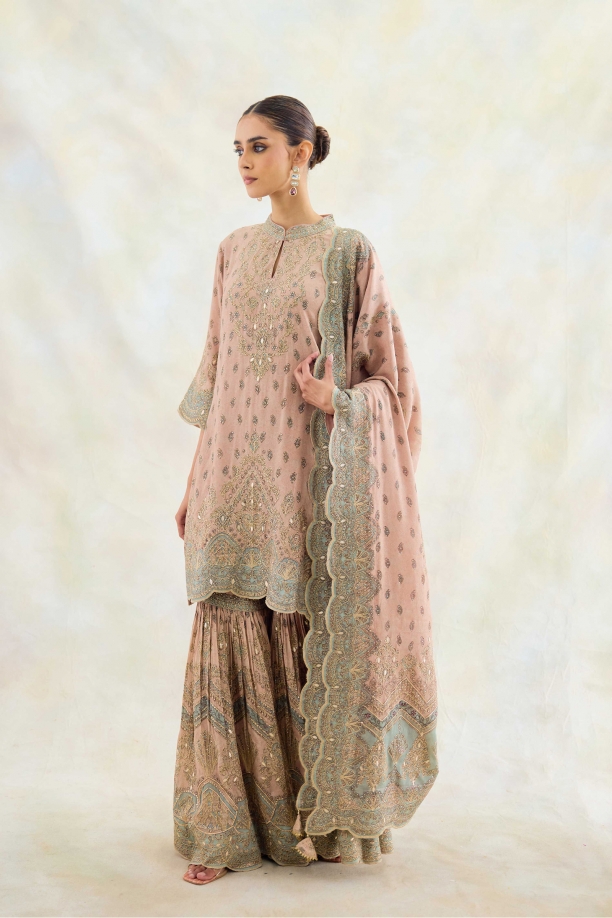 Soft Pink Embelished Garara Set