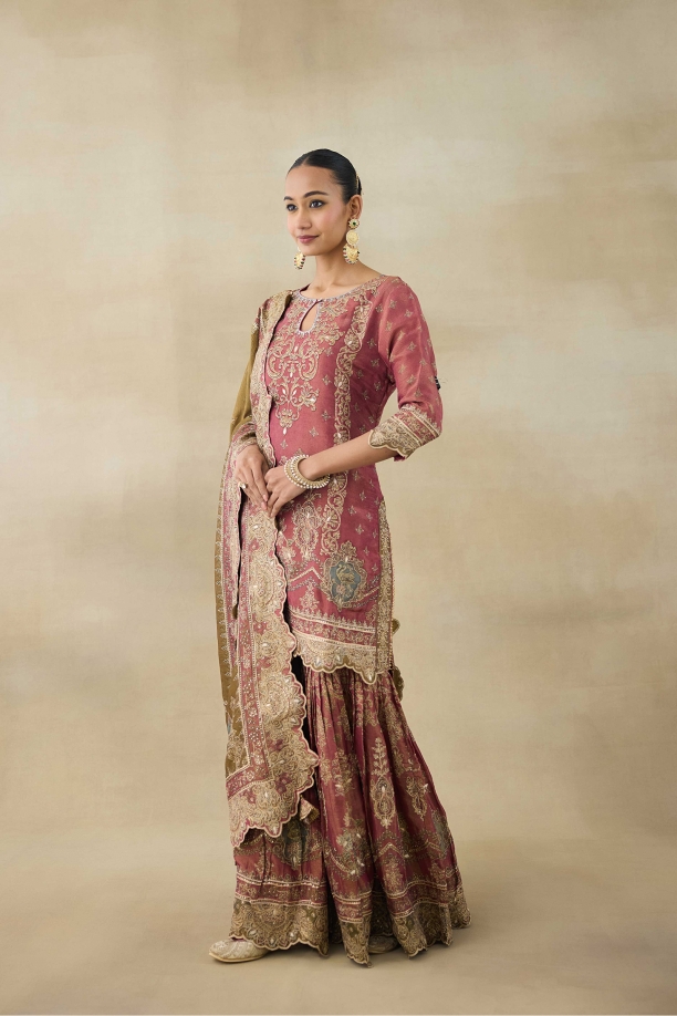 Honey Mustard Embellished Kaftan Set