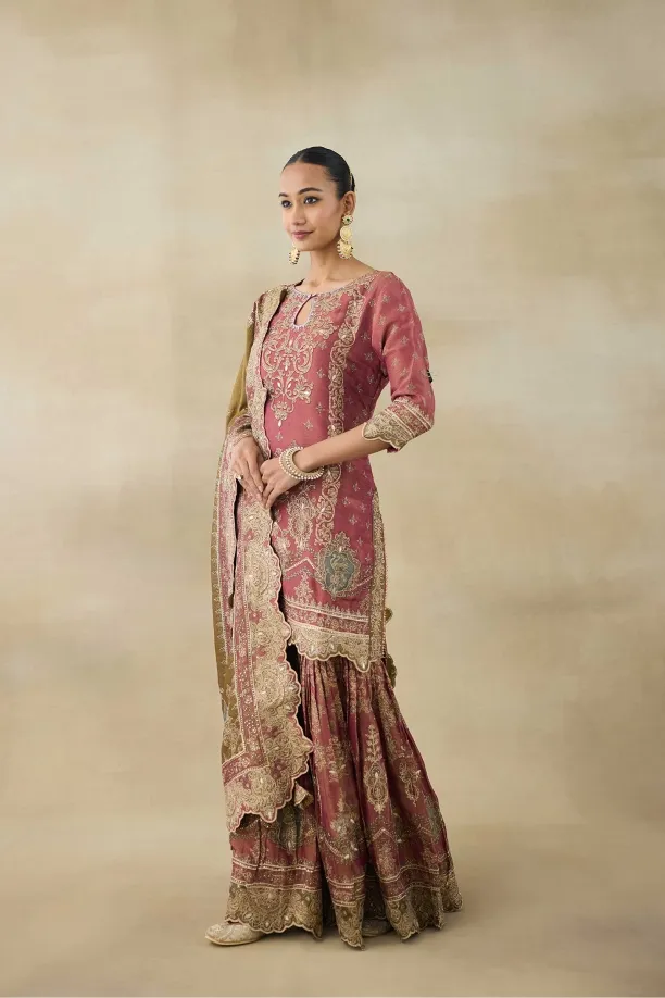 Honey Mustard Embellished Kaftan Set