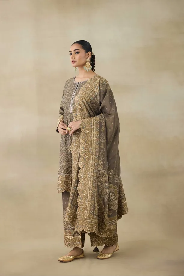 Royal Grey Tissue Suit Set