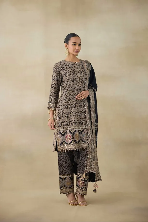 Aurora Black Crepe Suit Set