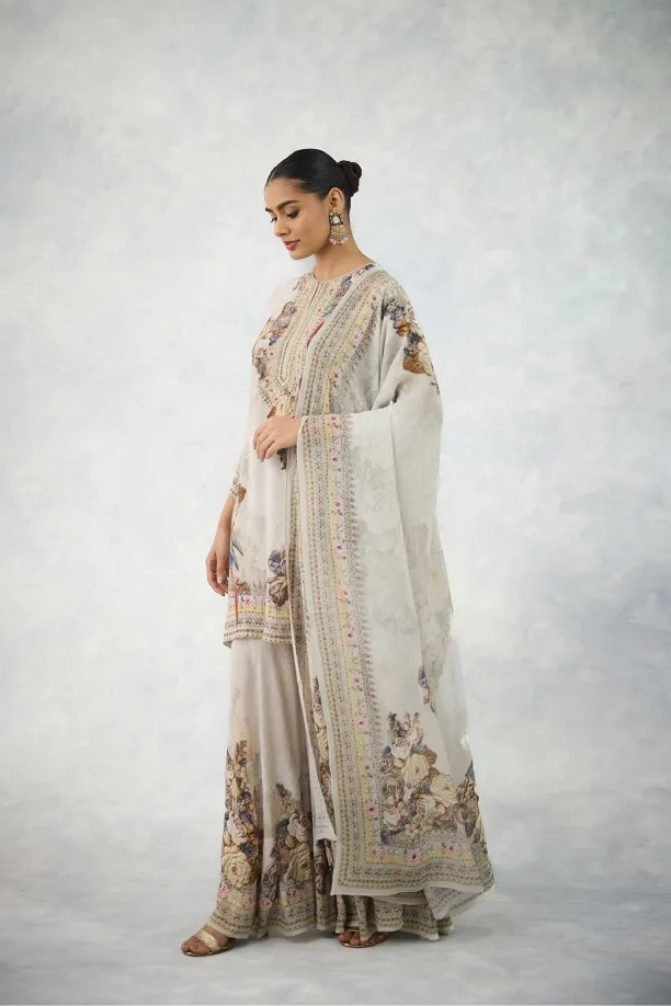 Ivory Blossom Sharara Set