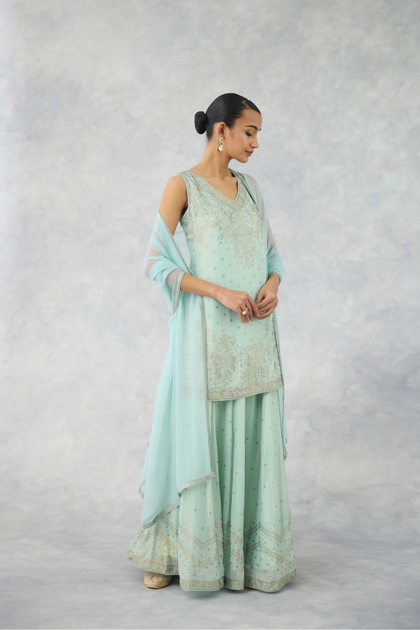 Misty Aqua Georgette Suit Set 