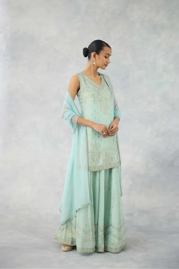 Misty Aqua Georgette Suit Set 