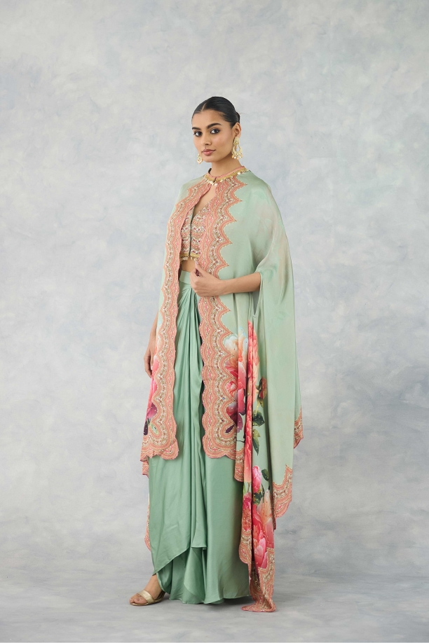 Muted Teal Cape Suit